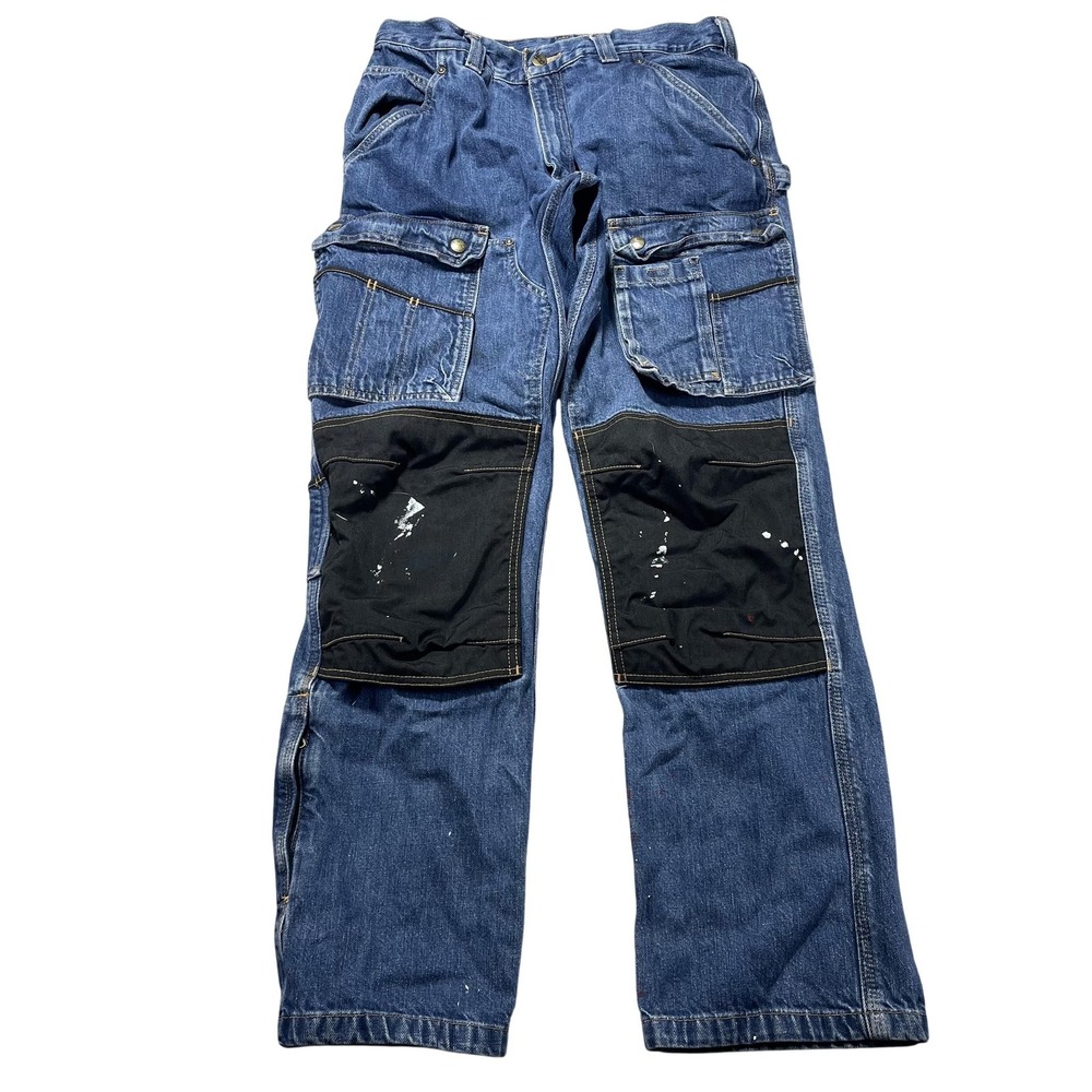 Carhartt Multipocket Denim Carpenter Cargo Jeans Mens 32x32 EB229 Utility VTG - Picture 1 of 13